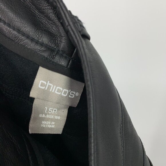 Chicos Pants Faux Leather Black Slim Fit Ponte Soft - Picture 5 of 11